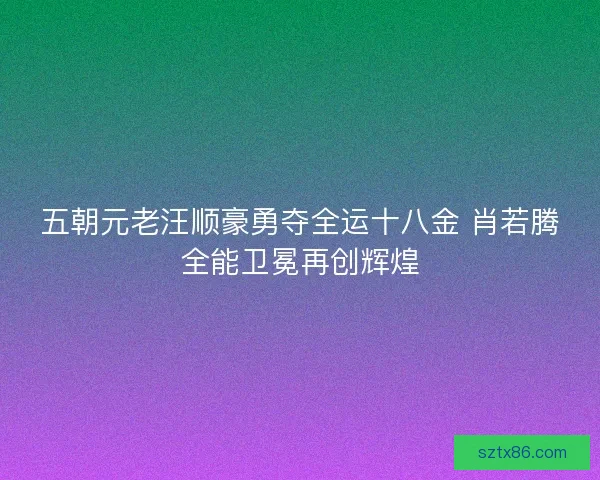 五朝元老汪顺豪勇夺全运十八金 肖若腾全能卫冕再创辉煌